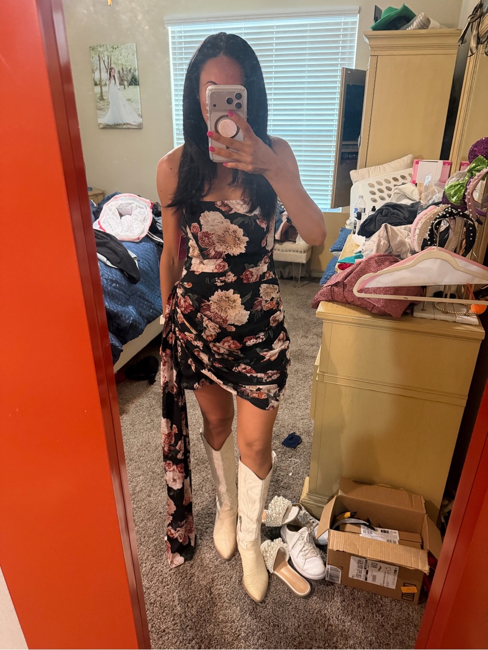 Buddy Love Black Floral Strapless Dress